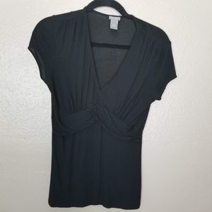 Ann Taylor Black Cross Over Top S